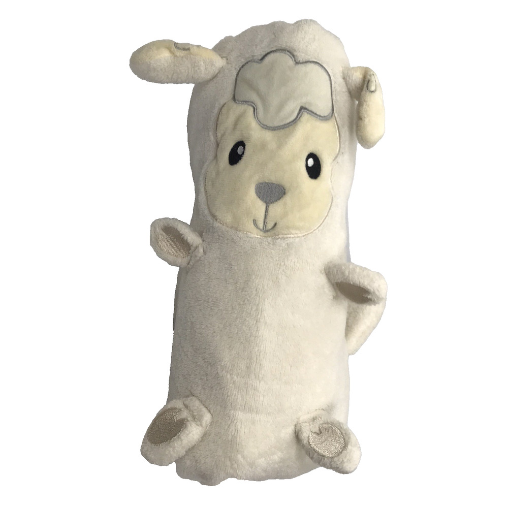 Quiltex Sheep Baby Blanket Roll Up Travel Lovey Security Plush White Lamb 32x23"